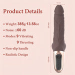 9.8 Inch Thrusting Dildo, LED Display Vibrator with 9 Thrusting & 9 Vibrating Modes, Adult Sex Toys Stimulating G Spot Anal, Realistic Silicone Dildos Sex Toy for Women and Couples