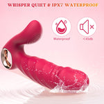 Adult Sex Toys for Women Pleasure - 2 in 1 Clitoral G Spot Vibrator Thrusting Dildo with 10 Vibrating & 5 Thrusting Levels, Circle Handle Rabbit Vibrators Sex Toy for Couple and Game, Red