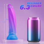 Silicone Dildo 6 inch - Suction Cup Dildo Soft Dildo for G-spot, Beginner Anal Dildo for Prostate, Fantasy Dildo with Thin Slim Purple Blue Surface, Butt Plug Adult Sex Toys Small Dildo for Men Women