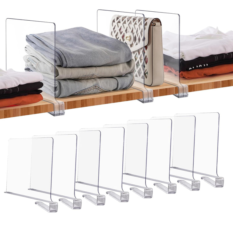 8 Pack Acrylic Clear Shelf Dividers For Closets Organization And Storage Adjusta