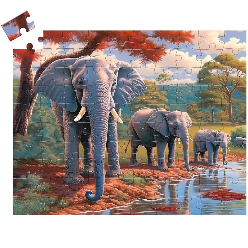 100 Piece Big Piece Jigsaw Puzzle For Seniors Elephant Forest Dementia Larg