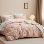 Boho Comforter Set Full - Coral Pink Tufted Shabby Chic Bedding Comforter Set For All Seasons, 3 Pieces Western Comforter Set, Farmhouse Modern Bed Set, Soft Bedding For Women Men Girls