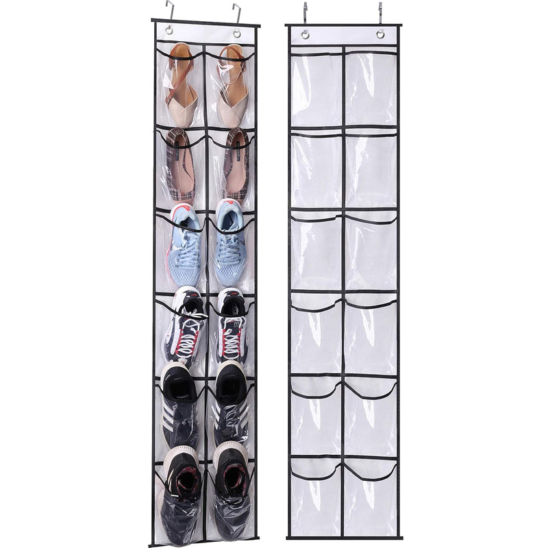 Over The Narrow Door Shoe Organizer With 12 Crystal Pockets Hanging Closet Door