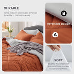 Burnt Orange Queen Comforter Set - 7 Pieces Reversible Queen Bed In A Bag Queen Bed Set With Comforters, Sheets, Pillowcases & Shams, Queen Bedding Sets