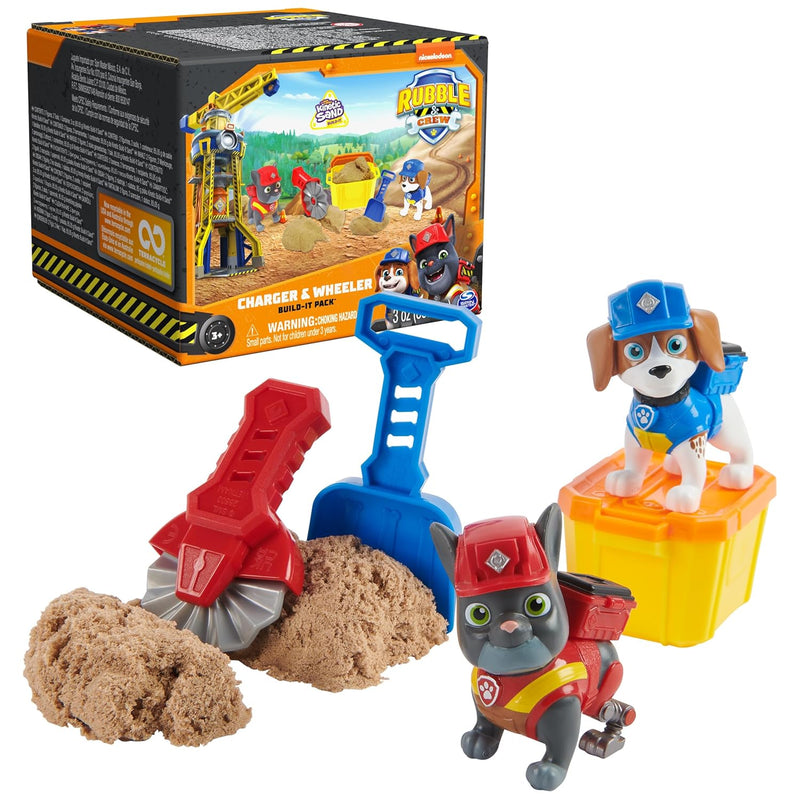 , Charger & Wheeler Action Figures, With Kinetic Build It Sand & 2 Building