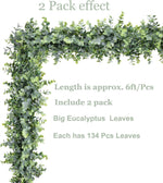 6 Pack Faux Eucalyptus Garland Plant, Artificial Vines Hanging Eucalyptus Leaves Greenery Garland for Wedding Backdrop Arch Wall Decor, 6 Feet/pcs UV Protected Indoor Outdoor