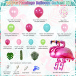 142Pcs Tropical Flamingo Balloons Garland Arch Kit, 40" Flamingo Balloons Hot Pink Green Confetti Balloons Palm Leaves for Hawaii Luau Aloha Flamingo Birthday Party Baby Shower Wedding Decorations