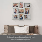 18 x 18 Inch 9 Opening Photo Collage Frame, Displays Four 4x6 and Five 6x4 Inch Photos, White