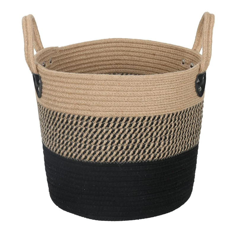 14"X12" Natural Jute Rope Woven Storage Basket With Handles For Plant, Blankets,