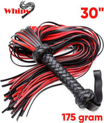 30" Red Leather Riding Whip – Equestrian Horse Flogger for Training & Riding