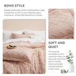 Boho Comforter Set Full - Coral Pink Tufted Shabby Chic Bedding Comforter Set For All Seasons, 3 Pieces Western Comforter Set, Farmhouse Modern Bed Set, Soft Bedding For Women Men Girls