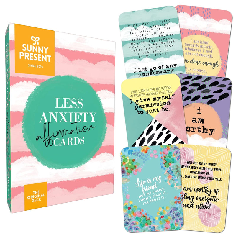 Less Anxiety Affirmation Cards 45 Beautifully Illustrated Self Care Cards T