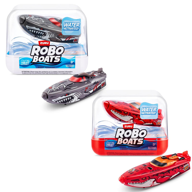 Robo Boats, White Shark & Dino Shark Boat, 2 Pack, By Zuru Water Activated