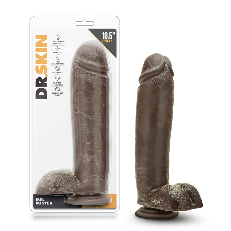 Eden -10.5 Inch Extra Long 2.5" Thick Dildo - Sturdy Suction Cup For Hands Free Play - Soft But Not Floppy Realistic Feel - Pleasure Vaginal And Anal Women And Men - Chocolate