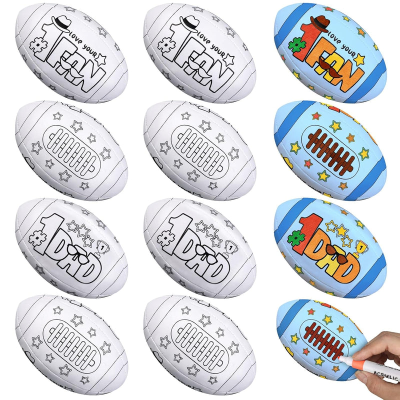 12 Pcs 5.12 Inches Large Father'S Day Footballs Crafts For Kids Color Your Own