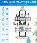 Shower Caddy Over Shower Head,Height Adjustable Shower Organizer Hanger Storage Rack Shelf For Inside Rustproof Bathroom Wall Basket With Soap Shampoo Holder Organization Black