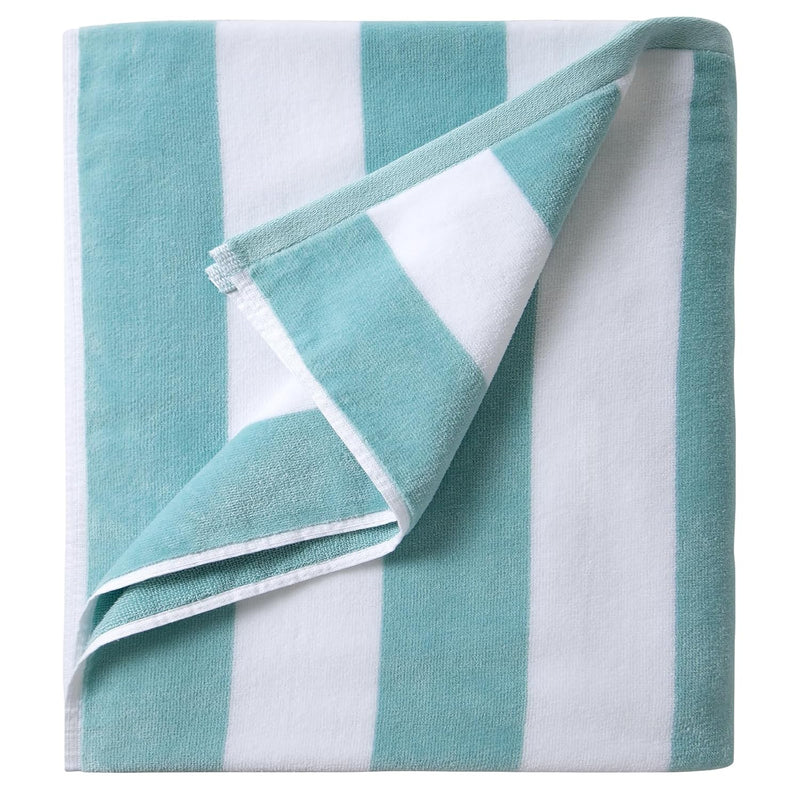 Plush Oversized Beach Towel - Fluffy Cotton Thick 36 x 70 Inch Mystical Blue Striped Pool Towels, Large Summer Cabana Swimming Towel for Adults