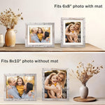 8x10 Picture Frame, Display Photos 6x8 with Mat or 8x10 without Mat, Poster Frame for Wall and Tabletop, Distressed White