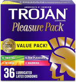 Pleasure Pack Assorted Condoms, Lubricated Condoms Value Pack, 36 Count