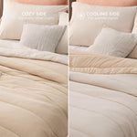 Queen Comforter Set Kids - Cooling And Warm Bed Set, Beige Reversible All Season Cooling Comforter, 3 Pieces, 1 Queen Size Comforter (88"X88") And 2 Pillow Cases (20"X26")