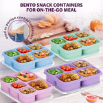 Bento Snack Containers, 4 Pack Lunchable Container with 5 Compartments for Adults On-the-Go Meals [Portion Control], Reusable Bento Lunch Box BPA-Free