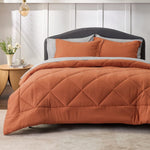 Burnt Orange Queen Comforter Set - 7 Pieces Reversible Queen Bed In A Bag Queen Bed Set With Comforters, Sheets, Pillowcases & Shams, Queen Bedding Sets