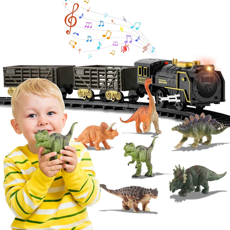 Dinosaur Toys Train Set For Boys With Tracks & 6 Mini Dinosaur Figures, Electr