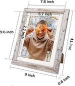 8x10 Picture Frame, Display Photos 6x8 with Mat or 8x10 without Mat, Poster Frame for Wall and Tabletop, Distressed White