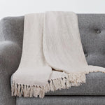 100% Cotton Throw Blanket for Couch - 50x60 Cream Throw Blanket for Bed, Sofa, or Chair - Machine Washable, All Seasons Neutral Lightweight Blanket for Indoor or Outdoor Use