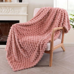 Extra Large Soft Fleece Throw Blanket, 50X70 Inches 3D Clouds Stylish Jacquard Throw Blanket For Couch, Cozy, Warm And Lightweight For Winter, Dusty Pink Blanket