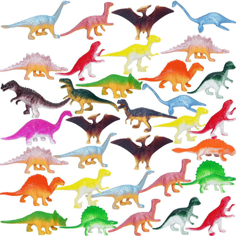 64Pcs Mini Dinosaur Figures, Assorted Small Plastic Dinosaur Toys For Cake