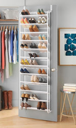 Over the Door Shoe Organizer - Holds up to 36 Pairs of Shoes - Metal & Mesh - White