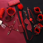 Sex Bondage BDSM Kit Restraints - Upgrade 11PCS Sets with Adjustable Handcuffs Collar Ankle Cuff Blindfold Feather Tickler Adult Games Sex Toys for Men Women and Couples Foreplay | Red