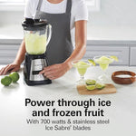 Power Elite Wave Action Blender For Shakes and Smoothies, 40 Oz Glass Jar, 12 Functions Including Puree, Crush Ice, Black, 700 Watts, Black