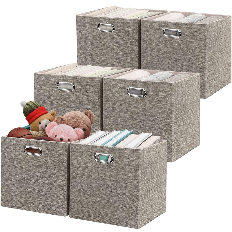 3X Thicker Collapsible Storage Bins, 6 Pack 13×13 Foldable Storage Cube Boxes Fa