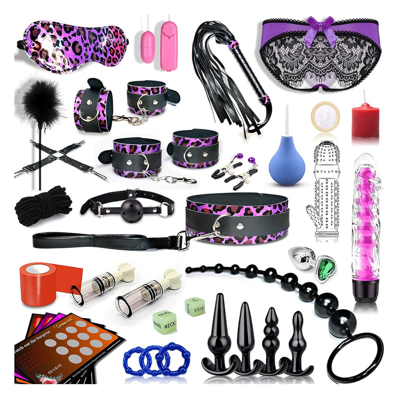 Toys For Couples Sex,35 Pcs Adult Kinky Sex Toy Inclu Bed Restraints Kit Bondage Set Anal Plug Bdsm Kits For Sexual Pleasure Tools For Women Men