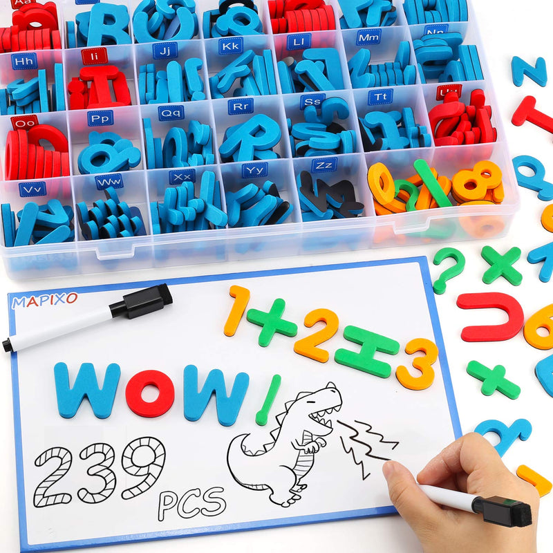 235 Pcs Magnetic Letter Number With Magnet Board, 2 Erasable Magnetic Pen A