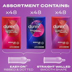 Condoms Adventure Pack | Mix of Smooth & Ribbed Condoms Bulk | Condom Variety Pack | Regular Fit Latex Condoms (Includes Extra Sensitive Smooth, Stimulating, & Performax Intense), 144 ct