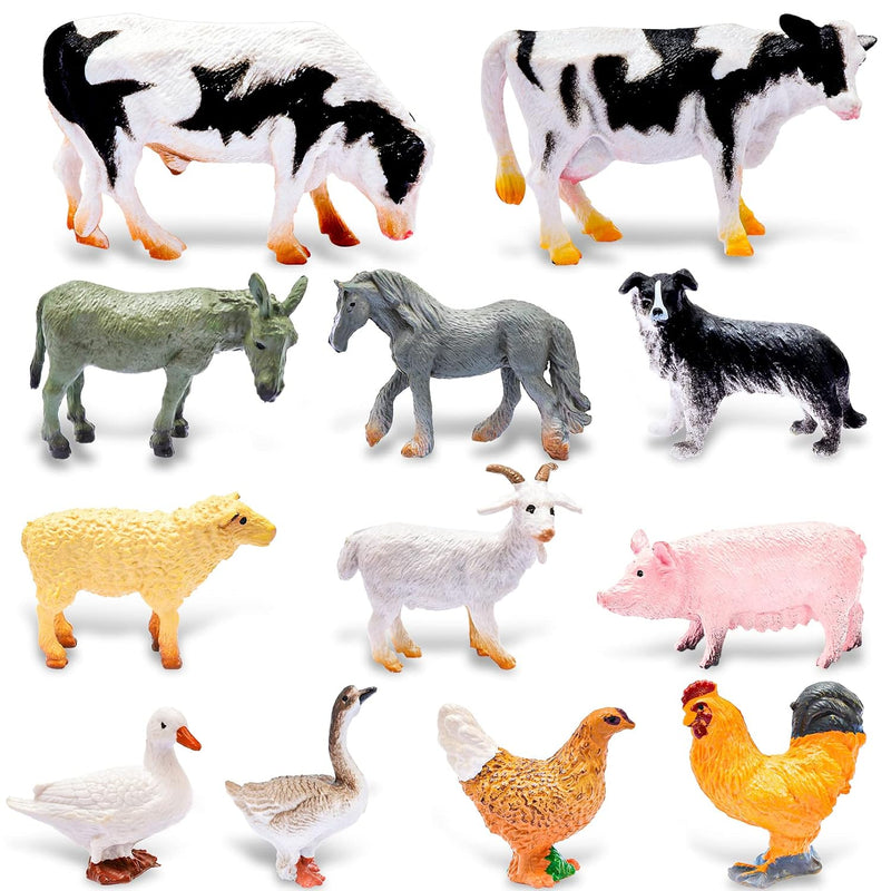 12 Pieces Farm Animals Figures Toys,Mini Farm Animal Figures,Plastic Farm Anim