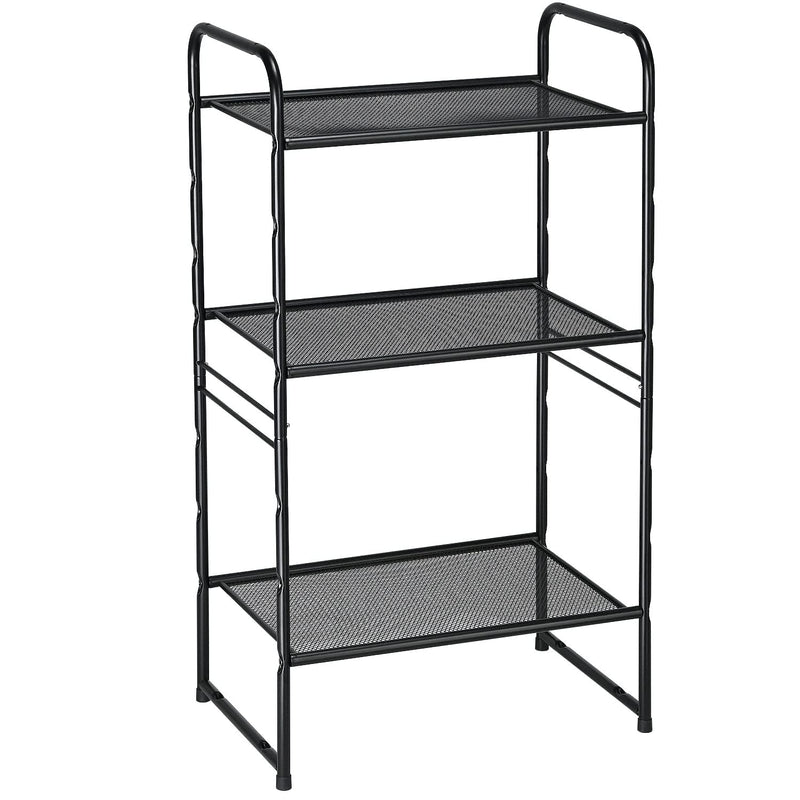 3-Tier Heavy Duty Metal Mesh Shelving Unit Storage Rack, Stackable Extendable Pl