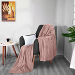 Fleece Blanket King Size Rose Pink 300Gsm Luxury Bed Blanket Anti-Static Fuzzy Soft Blanket Microfiber (90X102 Inches)