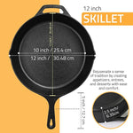 Saute Fry Pan - Chefs Pan, Pre-Seasoned Cast Iron Skillet - Frying Pan 12 Inch - Safe Grill Cookware for Indoor & Outdoor Use - Cast Iron Pan - Cooking Gifts for Men & Women (Black)