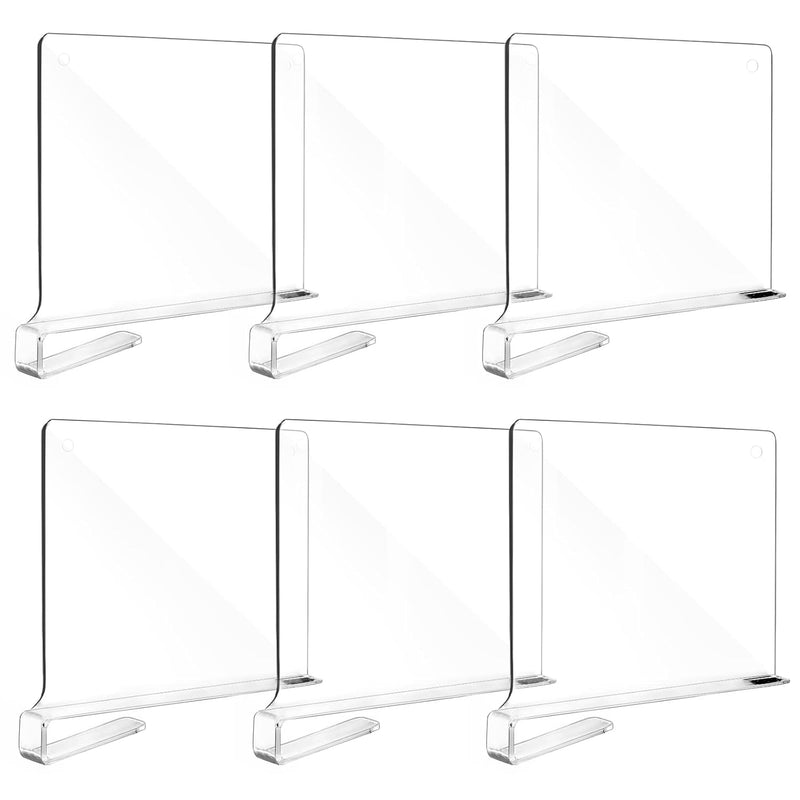 6Pcs Clear Acrylic Shelf Dividers For Organization, Closets Shelf And Closet Sep