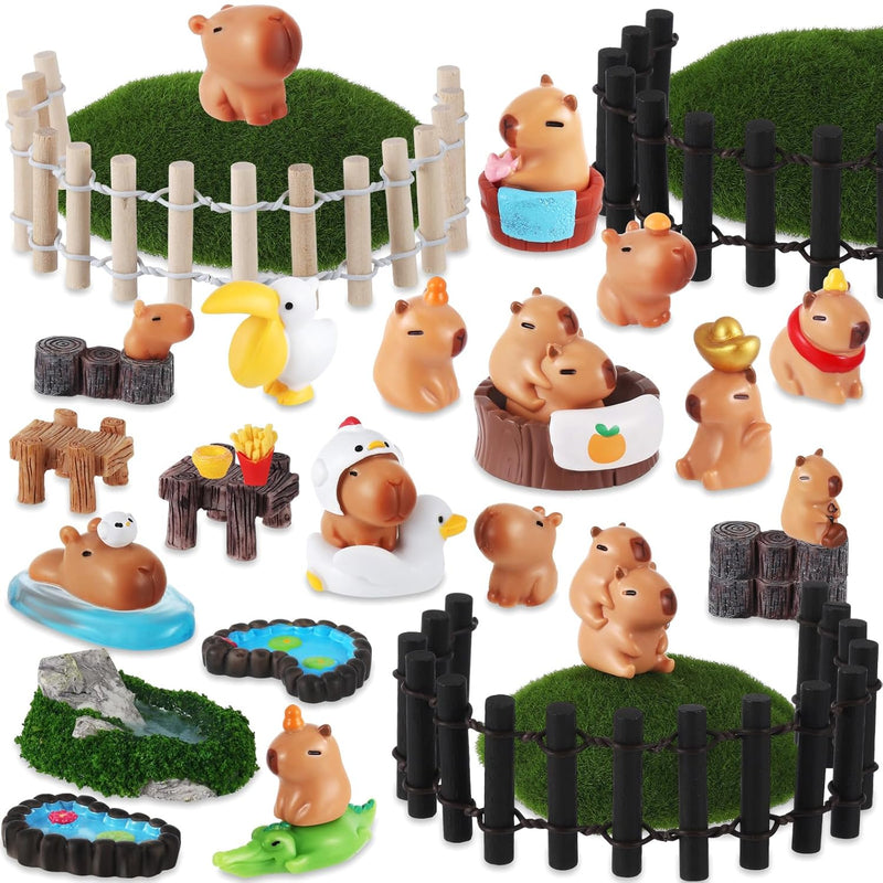 36 Pcs Mini Capybara Figures Playset Include 19 Simulation Capybara Model 1