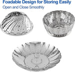 Vegetable Steamer Basket, Premium Stainless Steel Veggie Steamer Basket - Folding Expandable Steamers to Fits Various Size Pot Small by SAYFINE (5.4" to 9.2")