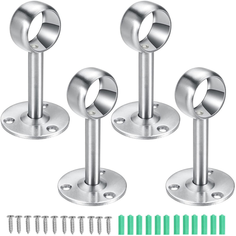 4 Packs 1 Inch Ceiling Mount Curtain Rod Bracket, Stainless Steel Shower Curtain