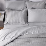 Full Bed In A Bag Light Grey Seersucker Textured Comforter Set With Sheets 7-Pieces All Season Bedding Sets With Comforter, Pillow Sham, Flat Sheet, Fitted Sheet And Pillowcase