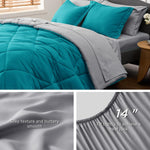 Teal Queen Comforter Set - 7 Pieces Reversible Queen Bed In A Bag Queen Bed Set With Comforters, Sheets, Pillowcases & Shams, Queen Bedding Sets