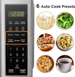 Digital Microwave Oven with Turntable Push-Button Door, Child Safety Lock, 700W, Stainless Steel, 0.7 Cu.ft