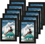 4x6 Picture Frame Set of 10, 4x6 Photo Frames Bulk with HD Plexiglass for Wall Hanging or Tabletop Display, Black